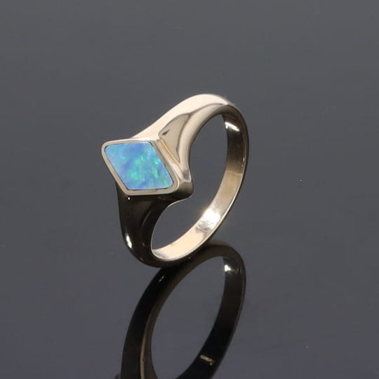 Opal Rings Diamond Shape Inlaid Design