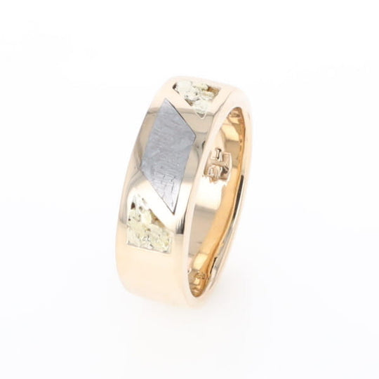 Meteorite Ring, Center Inlaid & Natural Nugget Sides