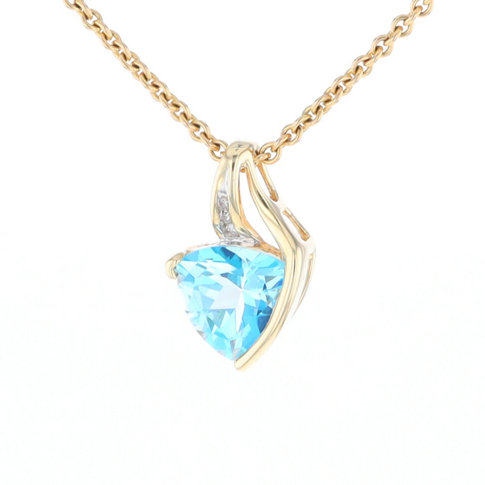 Trillion Blue Topaz Diamond Pendant