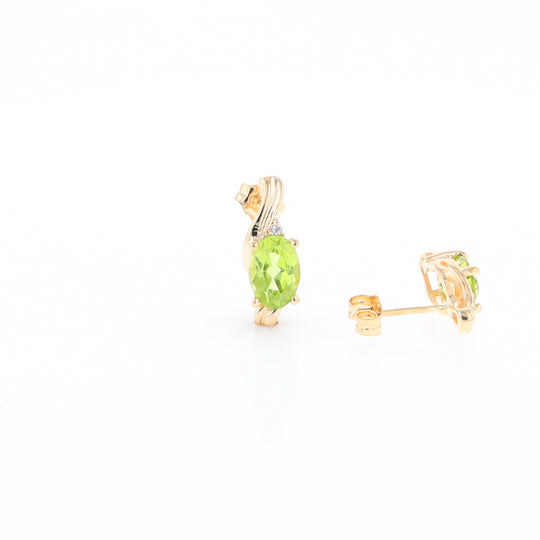 Peridot Ribbon Stud Earrings