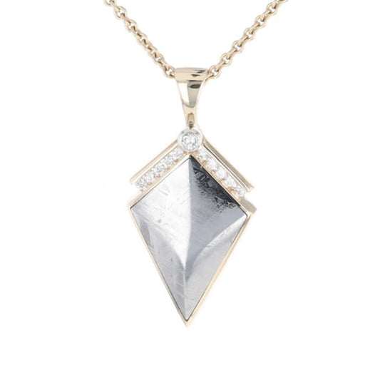 Meteorite Kite Shape Inlaid Pendant with 0.19ctw Diamonds