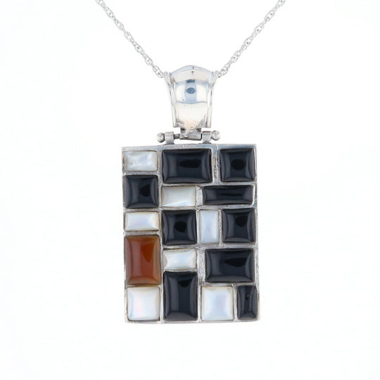 Onyx & Mother of Pearl Checkered Pendant