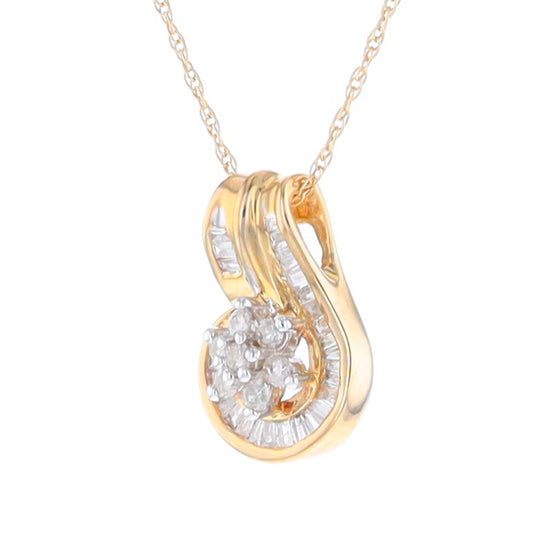 Gold Slide and Flower Diamond Pendant