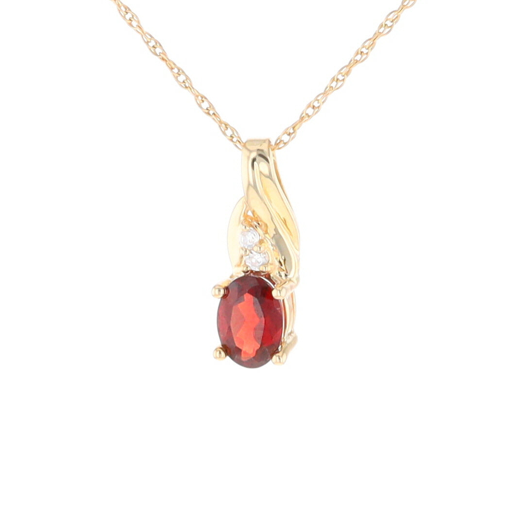 Oval Garnet Pendant with Cubic Zirconia Accents