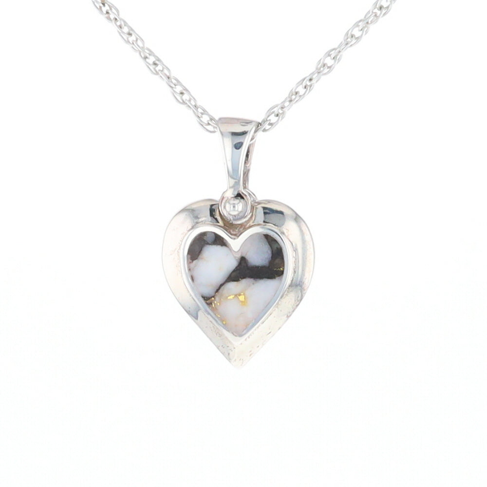 Sterling Silver Gold Quartz Inlaid Heart Pendant - G3