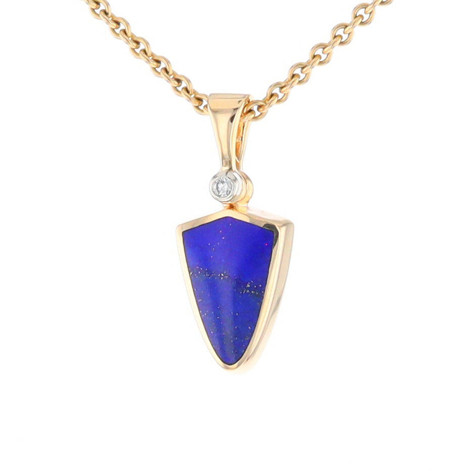 Lapis Shield Shaped Inlaid Pendant