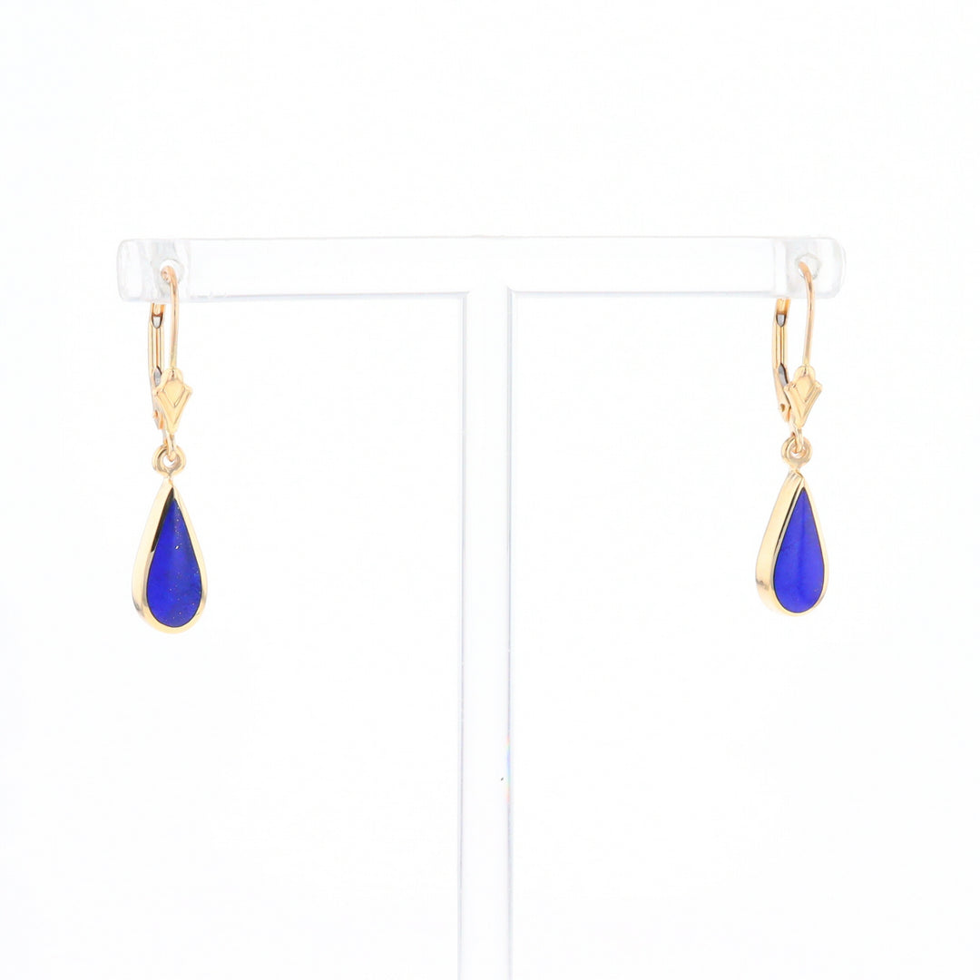 Lapis Tear Drop Inlaid Lever Backs