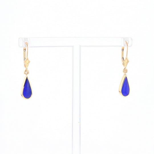 Lapis Tear Drop Inlaid Lever Backs