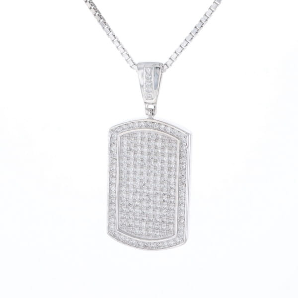 Cubic Zirconia Dog Tag Necklace