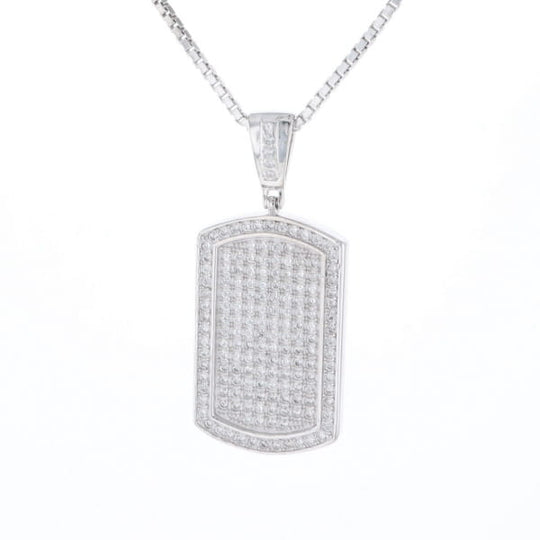 Cubic Zirconia Dog Tag Necklace