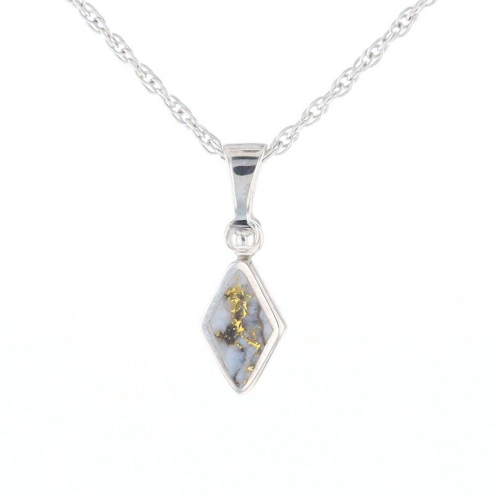 Sterling Silver Gold Quartz Inlaid Diamond Pendant - G3