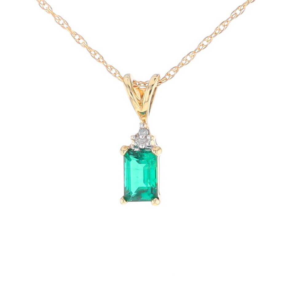 Synthetic Emerald Pendant with Diamond Accents