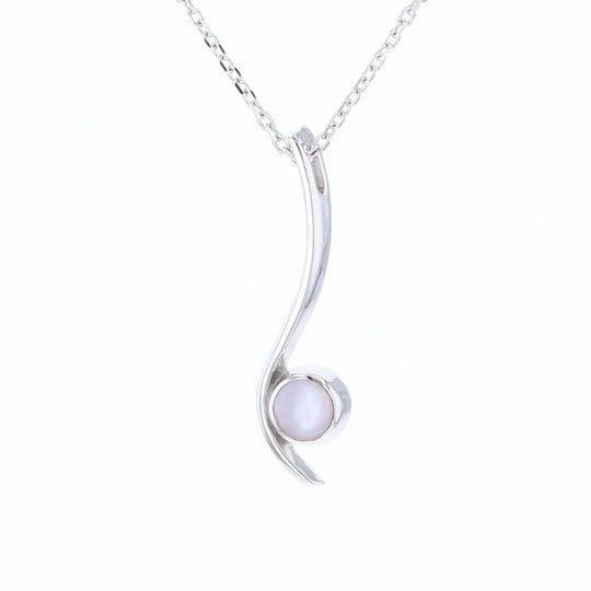 Mother Of Pearl Round Inlaid Curved Bar Pendant
