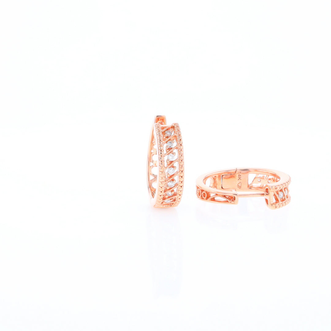 Rose Gold Diamond Hoop Earrings