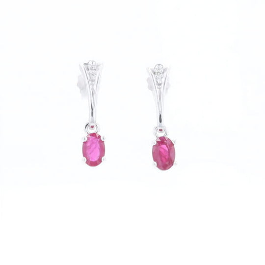 Oval Ruby Dangle Earrings