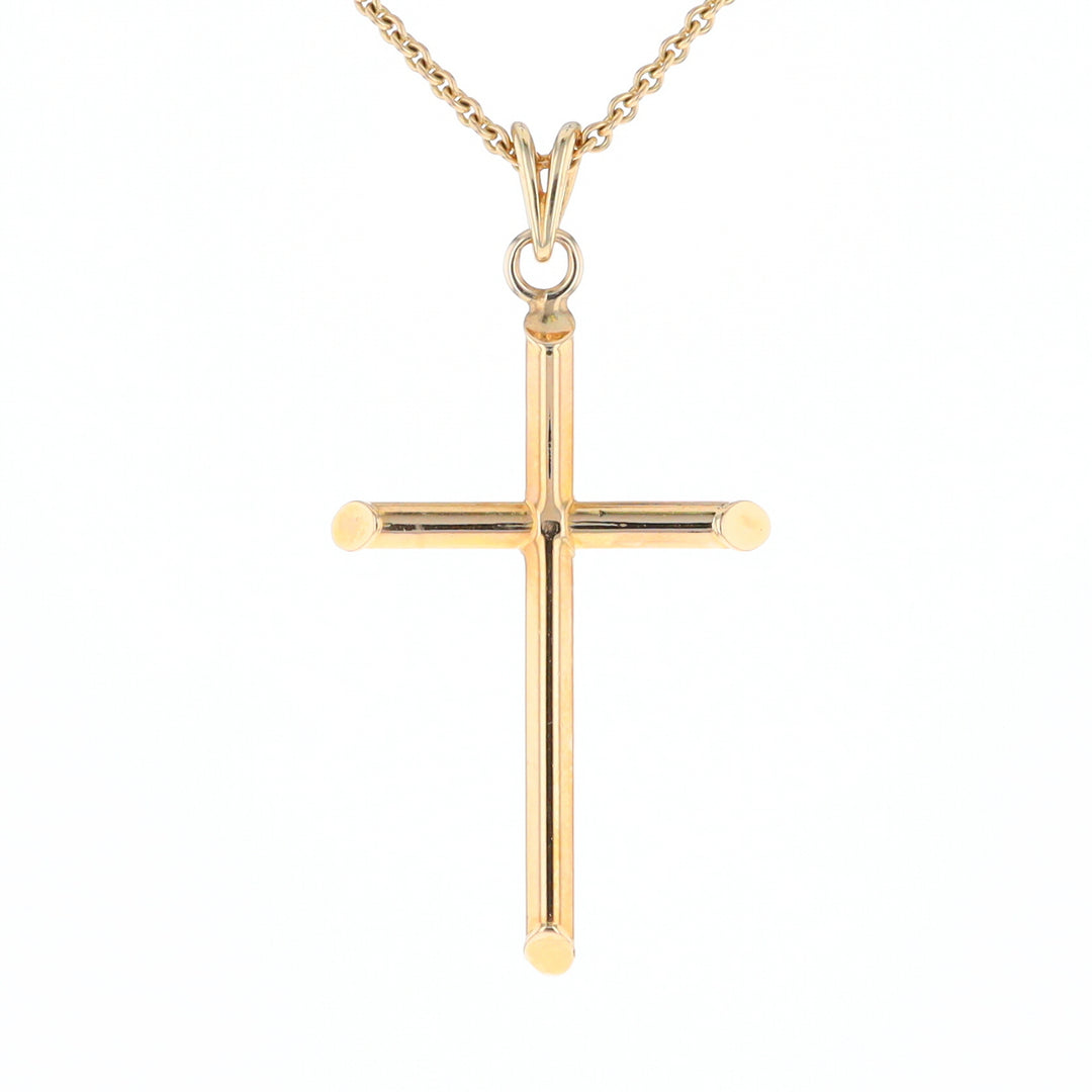 Beveled Edge Tube Cross Pendant