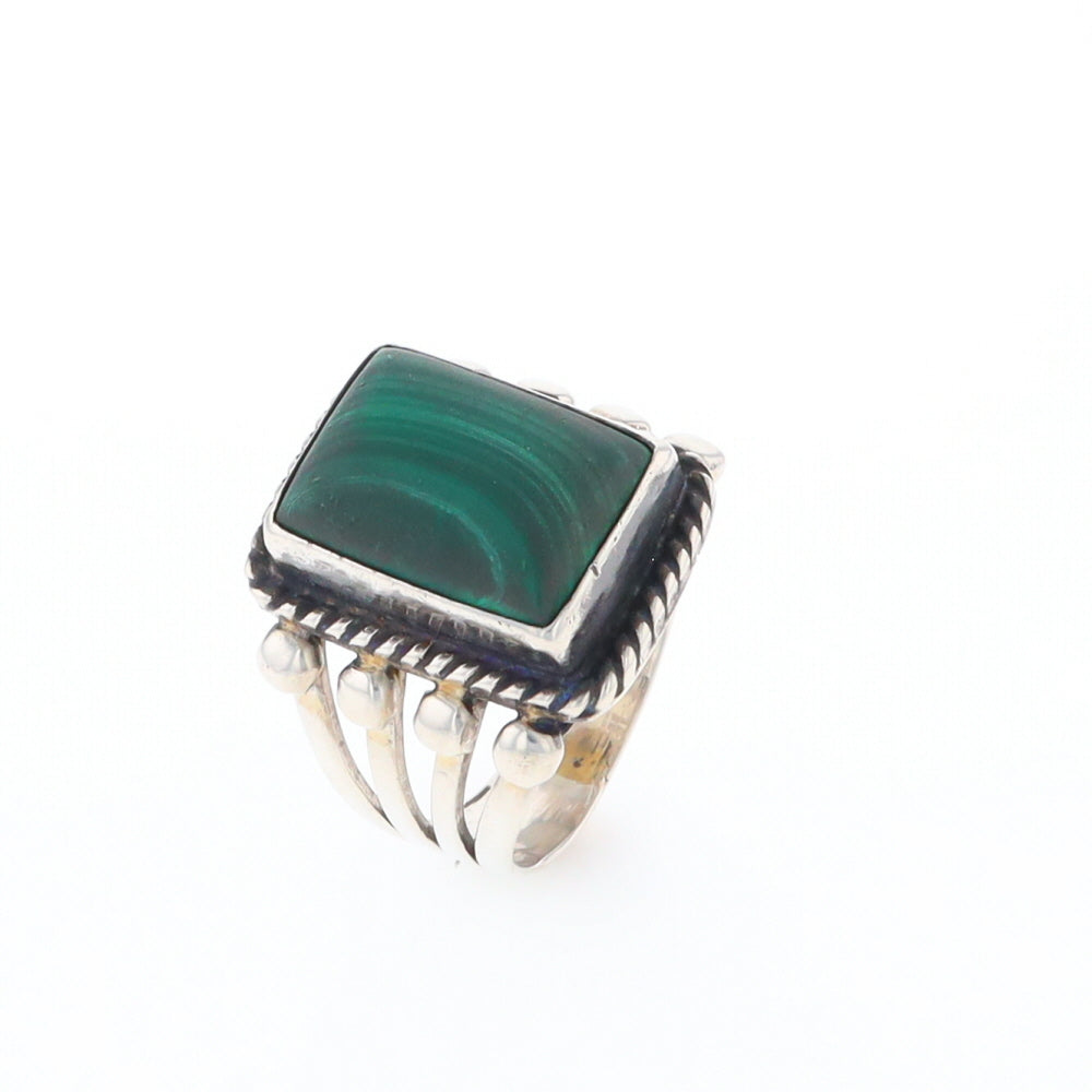 Native Rectangle Malachite Ring