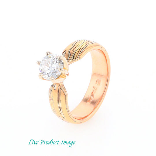 MoKume Gane Solitaire Diamond Ring