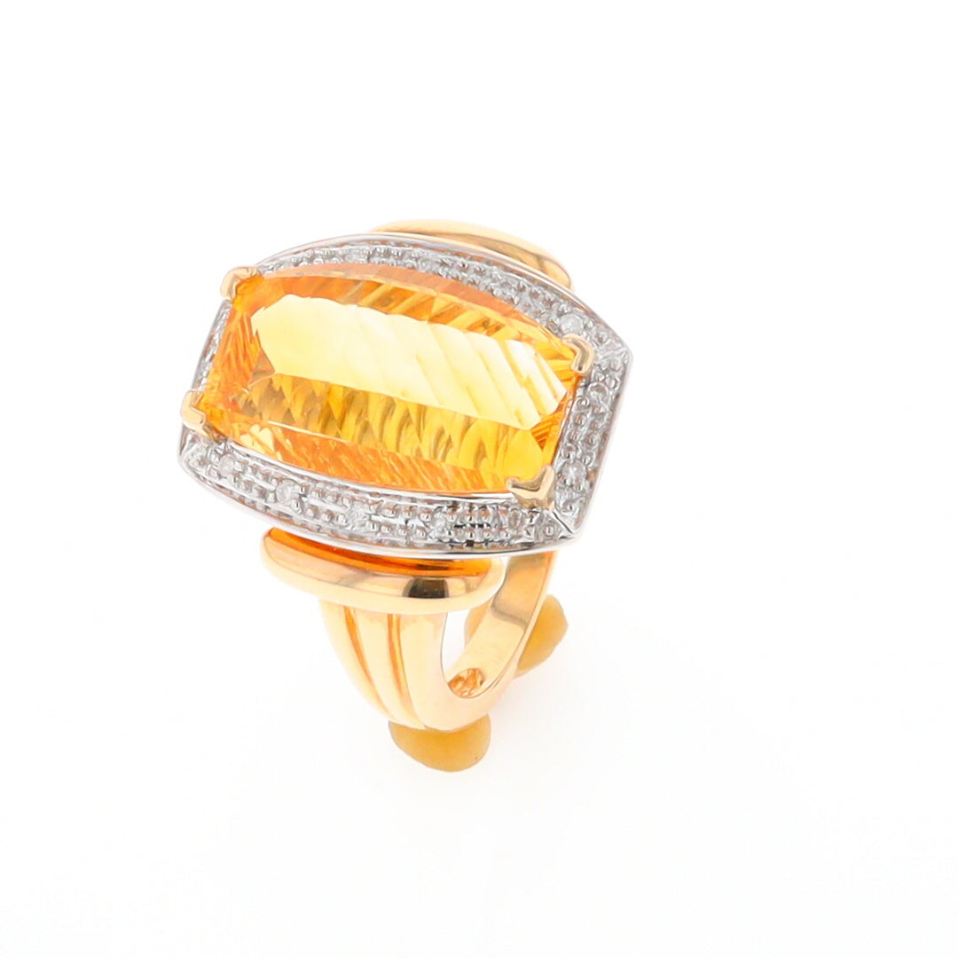 Fancy Cut Citrine Diamond Halo Ring