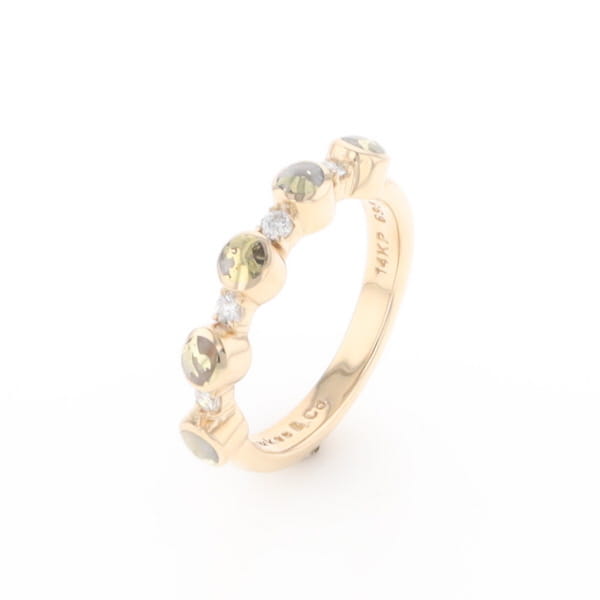 Gold Quartz Circle Inlay Wedding Band - G2