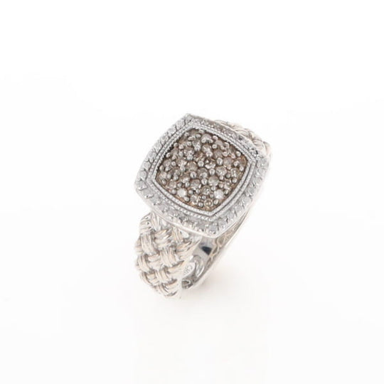 Champaign Diamond Square Braided Cluster Band