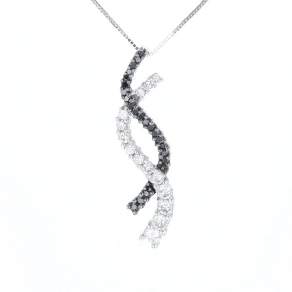 Ribbon Necklace With Black and White Diamonds