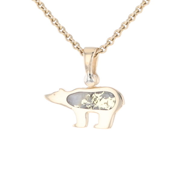 Gold Quartz Inlaid Polar Bear Pendant