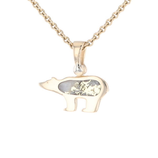 Gold Quartz Inlaid Polar Bear Pendant