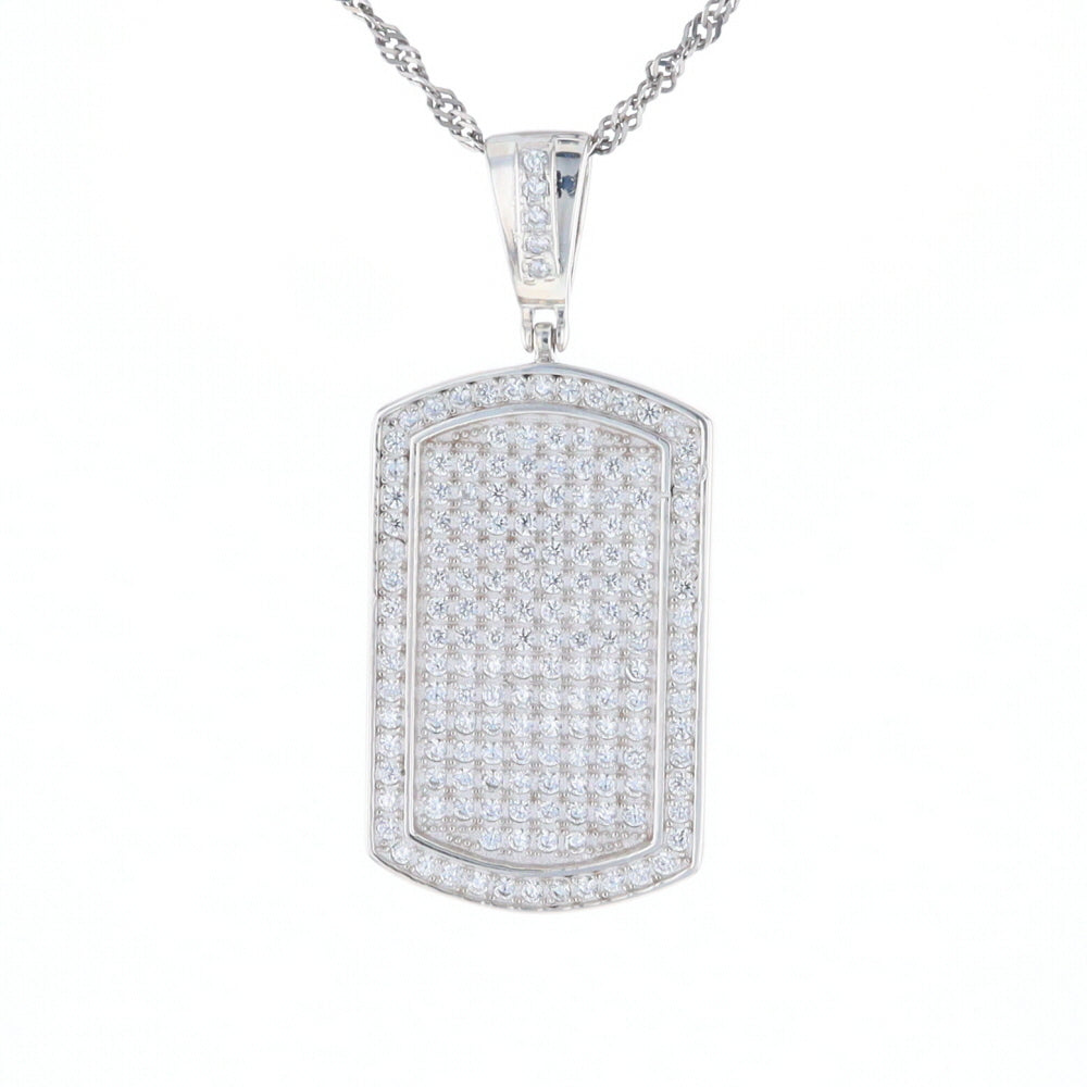 Cubic Zirconia Dog Tag Pendant