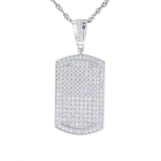 Cubic Zirconia Dog Tag Pendant