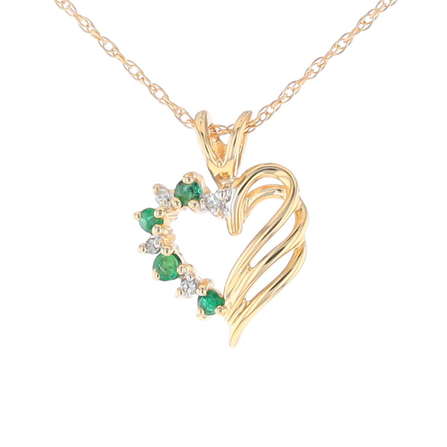 Open Heart Emerald and Diamond Pendant