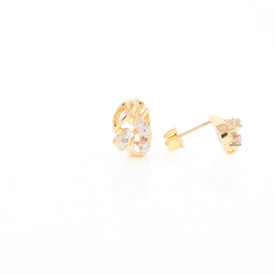 Diamond Leaf Stud Earrings