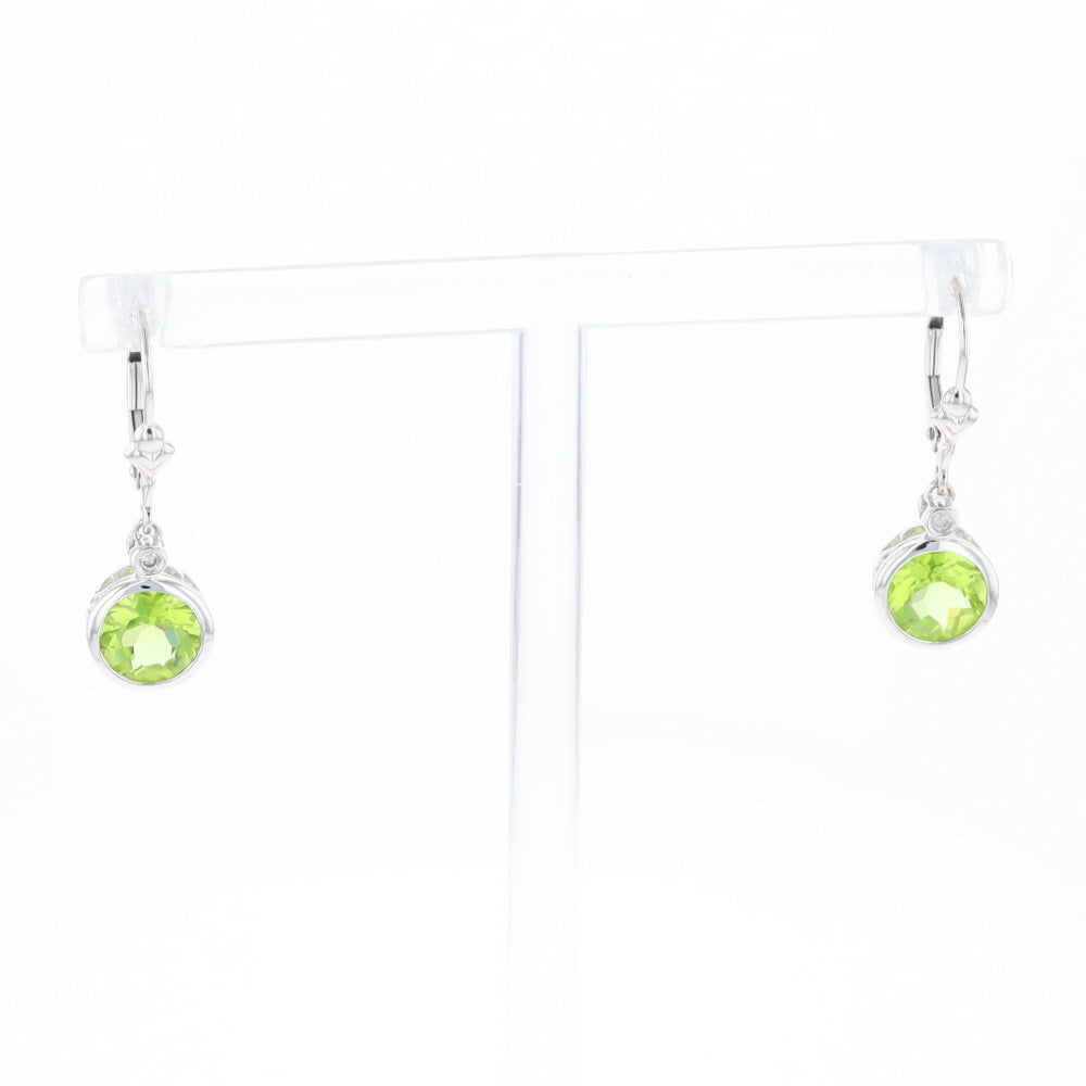 Peridot Dangle Earrings with Diamond Accents