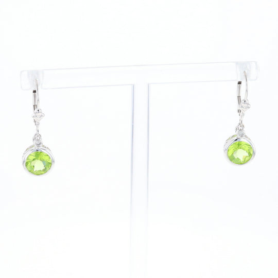 Peridot Dangle Earrings with Diamond Accents