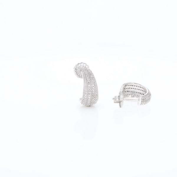 Diamond Half Hoop Stud Earrings