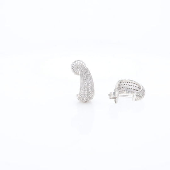 Diamond Half Hoop Stud Earrings