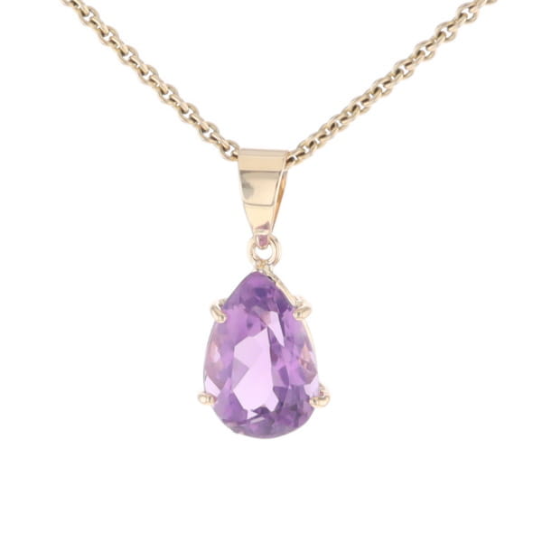 Pear Solitaire Amethyst Pendant