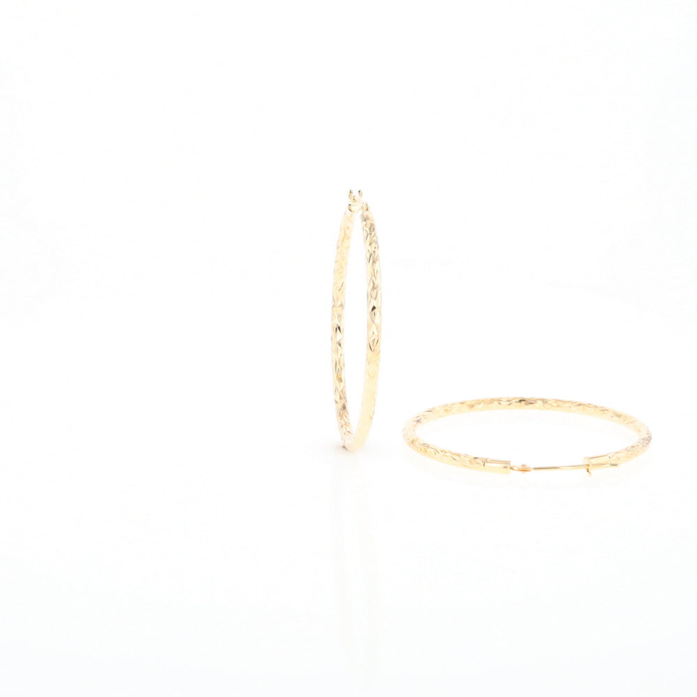 Textured Hollow Diamond Cut Hoop Earrings