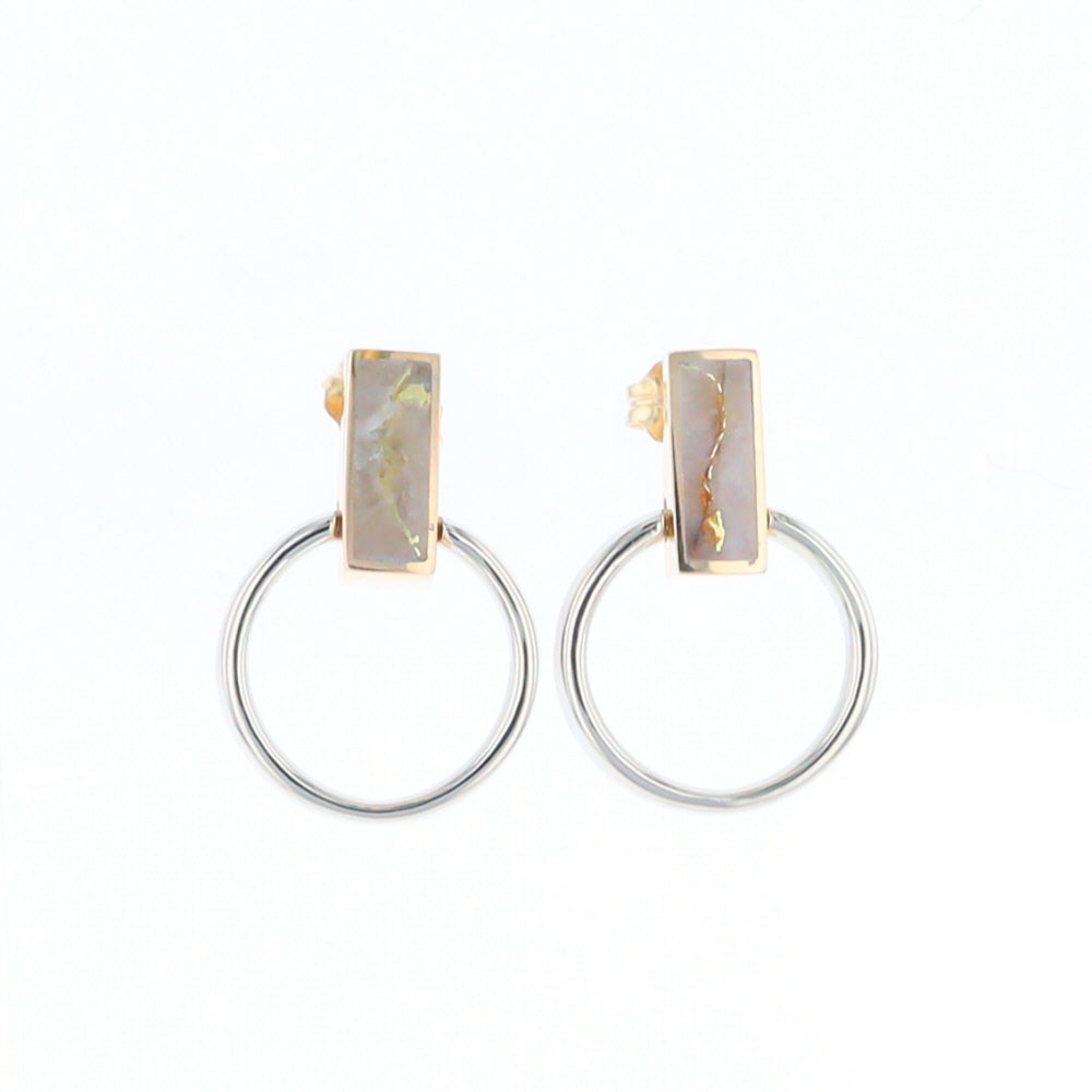 Gold Quartz Rectangle Inlaid Knocker Earrings - G2