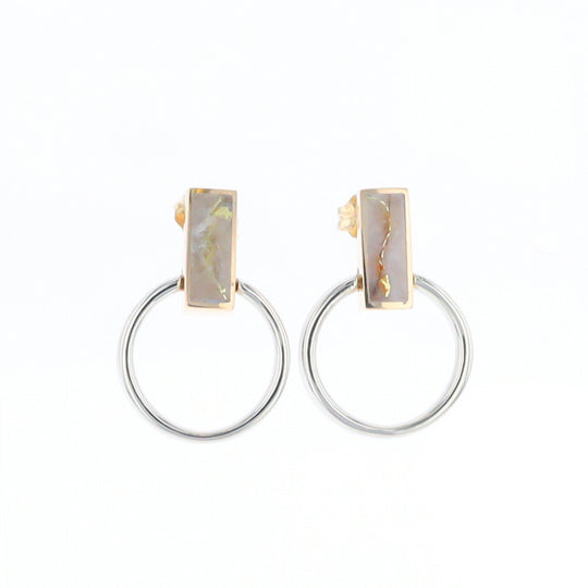 Gold Quartz Rectangle Inlaid Knocker Earrings - G2