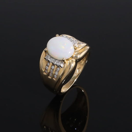 Opal Diamond Channels Ring