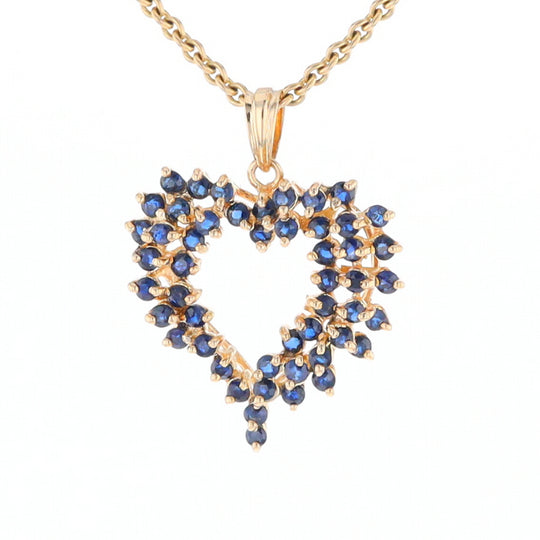 Bursting Sapphire Open Heart Pendant