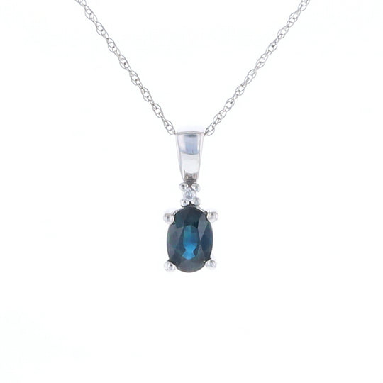 White Gold Sapphire & Diamond Pendant