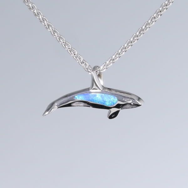 Opal Pendant Inlaid Realistic Orca Killer Whale Design