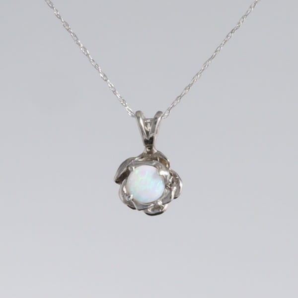 White Opal Flower Pendant