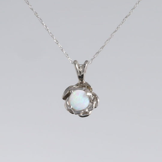 White Opal Flower Pendant