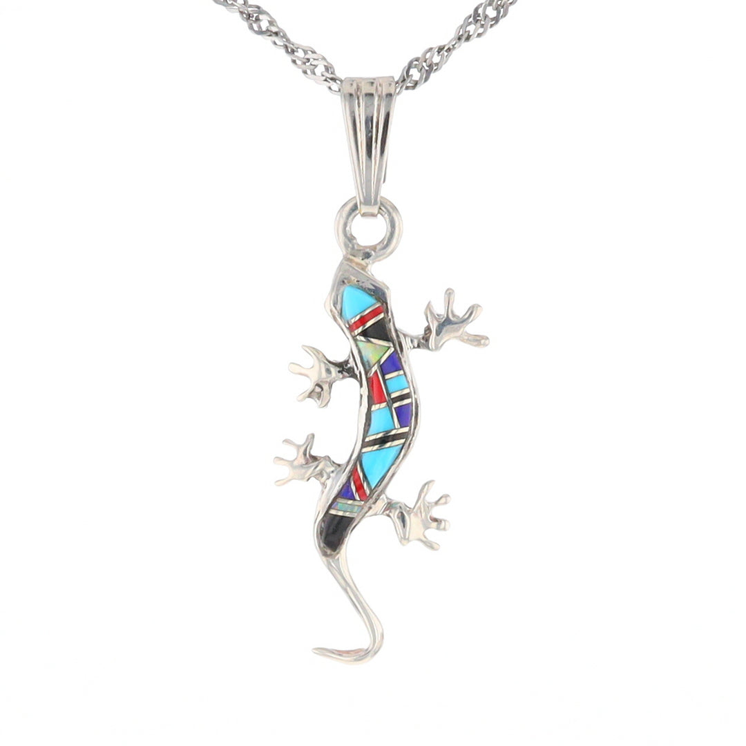 Multi-Stone Inlaid Lizard