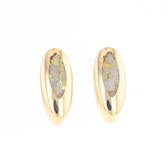 Oval Gold Quartz Inlaid Earrings - G2