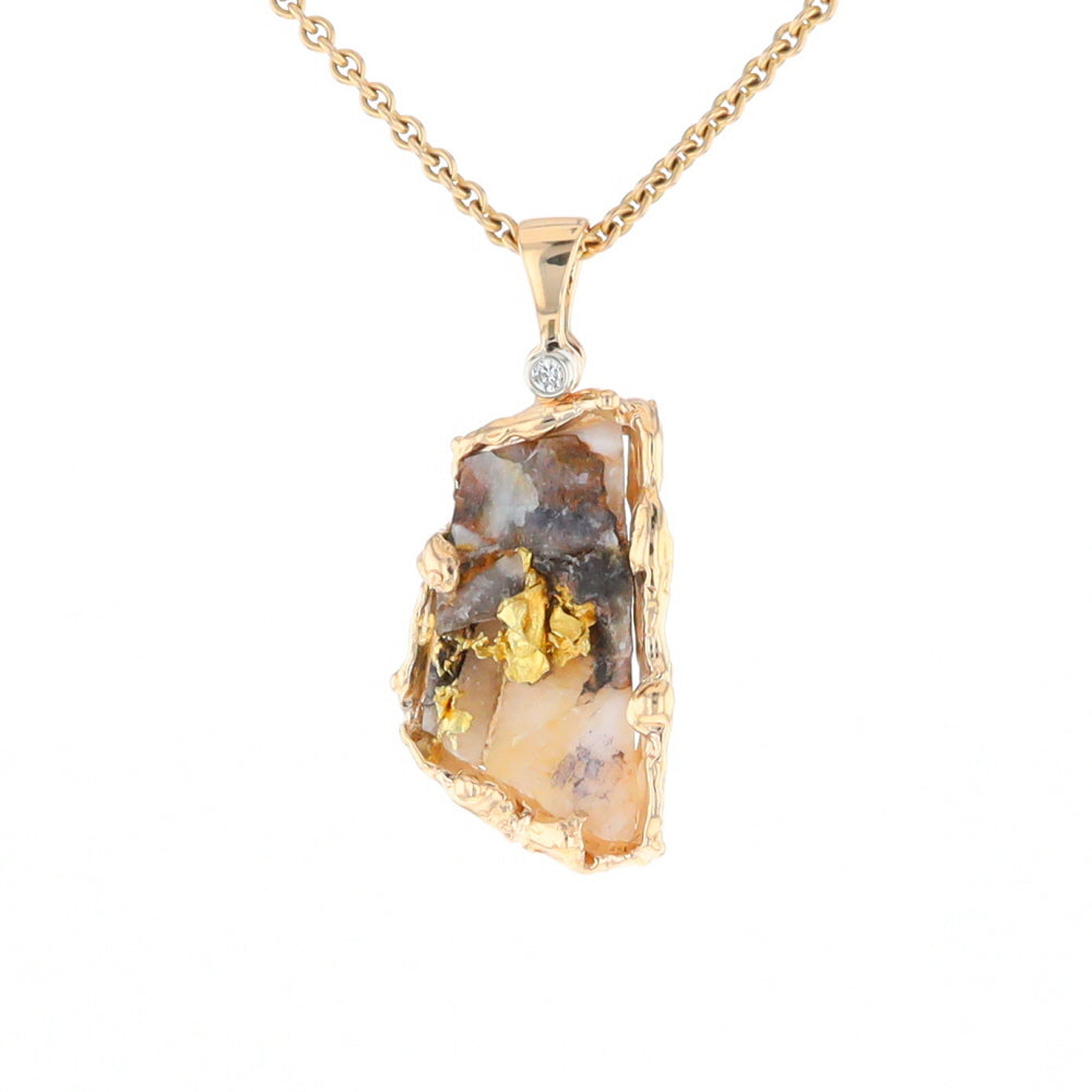 Gold Quartz Freeform Pendant - G3