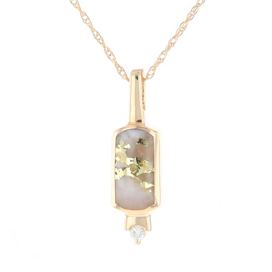 Gold Quartz Pendant with 0.04ctw Diamond Accent